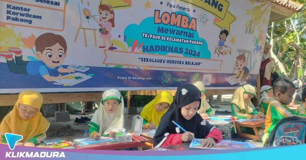 Rayakan Hardiknas 2024, Ratusan Anak Usia Dini Antusias Ikuti Lomba Mewarnai Klik Madura